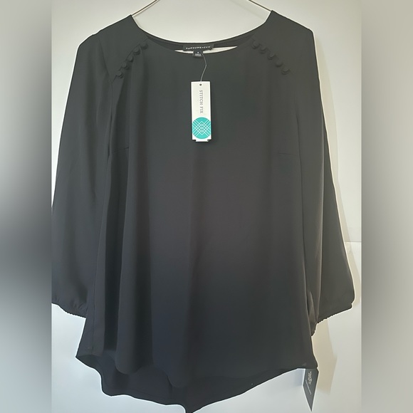 Fortune + Ivy Tops - Fortune + IVY WMN Size S Black Long Sleeve Blouse 
Shoulder Buttons NEW